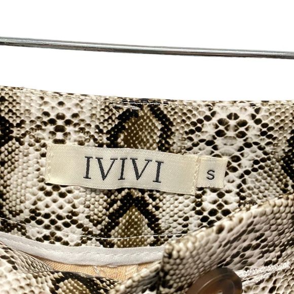 Ivivi Women's Small Snake Skin Skinny Glossy Trousers High Rise Pants - Picture 4 of 5